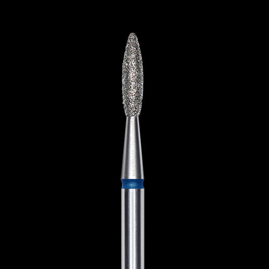 Staleks Diamond nail drill bit, "flame" , blue, head diameter 2.1 mm/ working part 8 mm (divisible by 10)