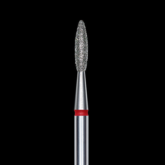 Staleks Diamond nail drill bit, "flame" , red, head diameter 2.1 mm/ working part 8 mm (divisible by 10)