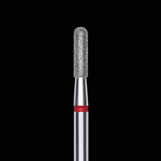 Staleks Diamond nail drill bit, rounded "cylinder", red, head diameter 2.3 mm/ working part 8 mm (divisible by 10)